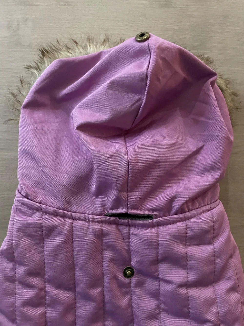 Eddie Bauer Pet Quilted Winter Dog Jacket w/Faux Fur Hood - Purple - Size Medium